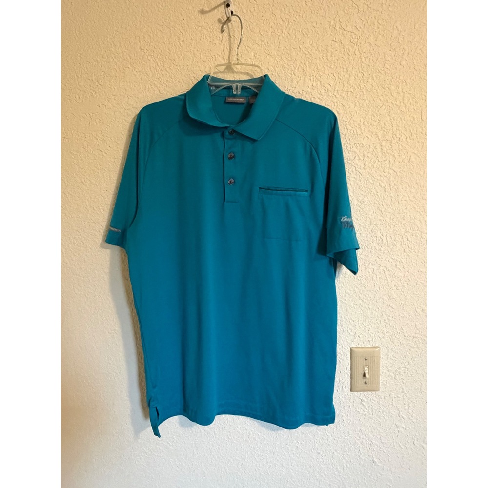 Ashworth Disney Magnolia Golf Course Polo Shirt‎ Mens Medium Teal Blue Pocket - Picture 10 of 11